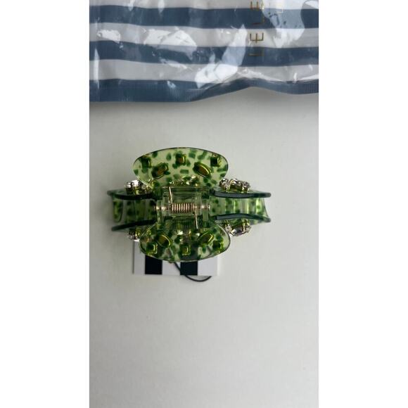 Lele Sadoughi 14k Gold Crystal Acetate Claw Clip Green NWT - Picture 7 of 11